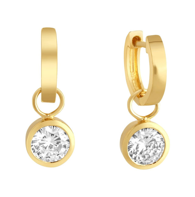 Ohrringe Silber 925 vergoldet mit weißen Zirkonia - Steinen - Avrum