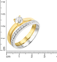 Ring Silber 925 zweifarbig Ring Set mit Zirkonia weiß - Avrum
