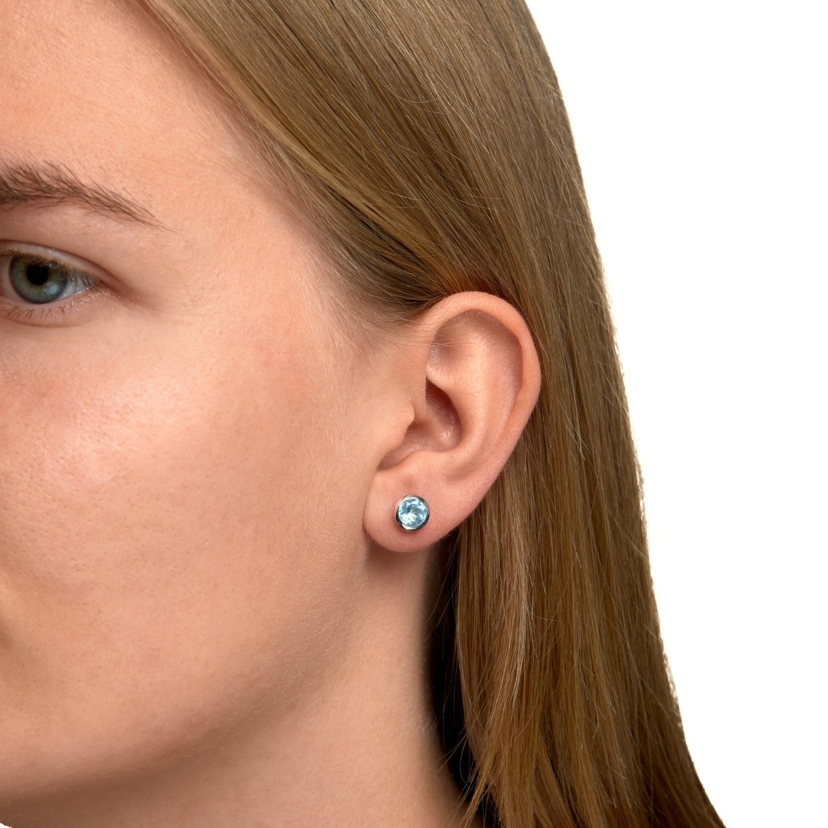 Ohrringe Silber 925 rhodiniert mit Topas dunkelblau (beh.) - Avrum