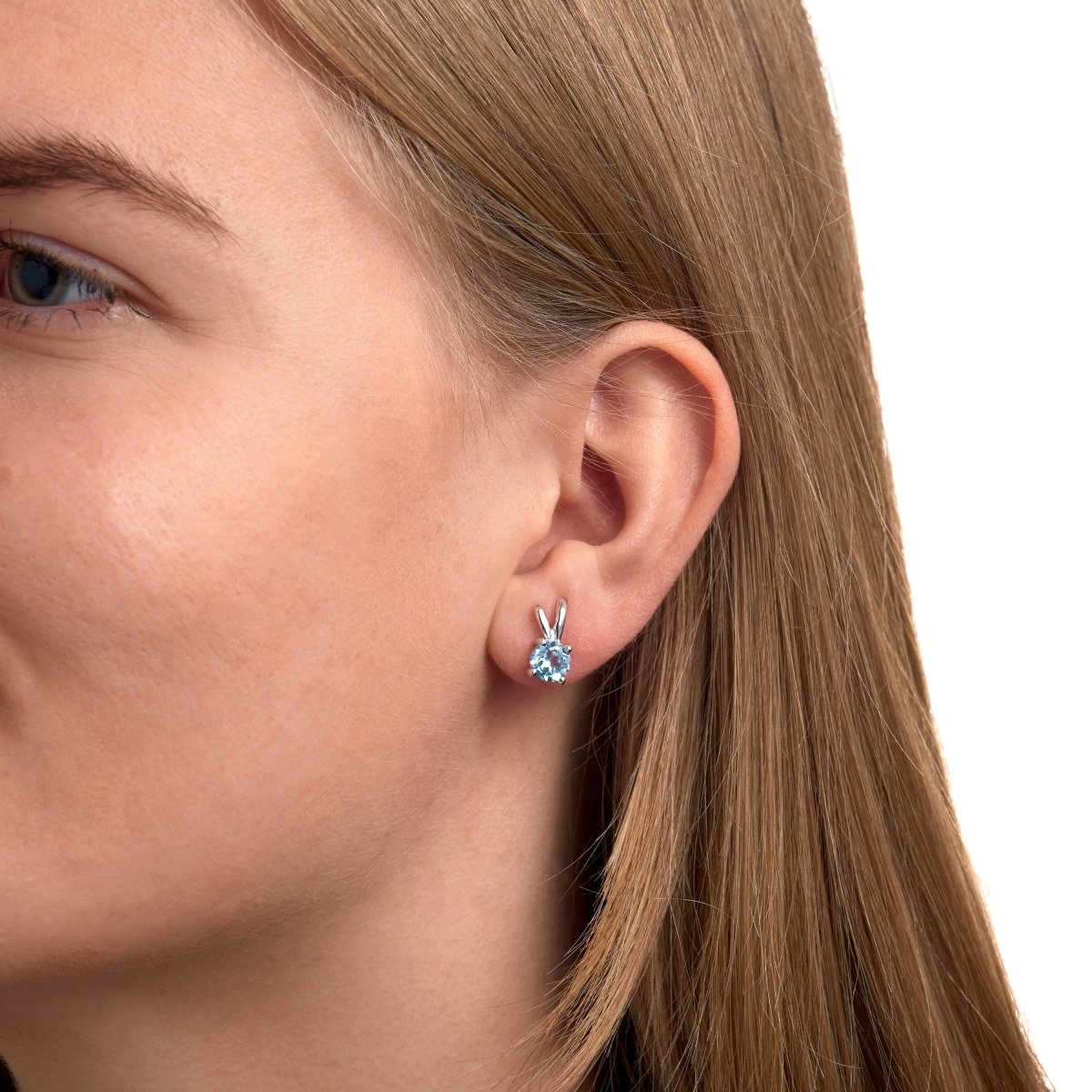 Ohrringe Silber 925 rhodiniert mit 2x Blautopas (beh.) 6mm - Avrum