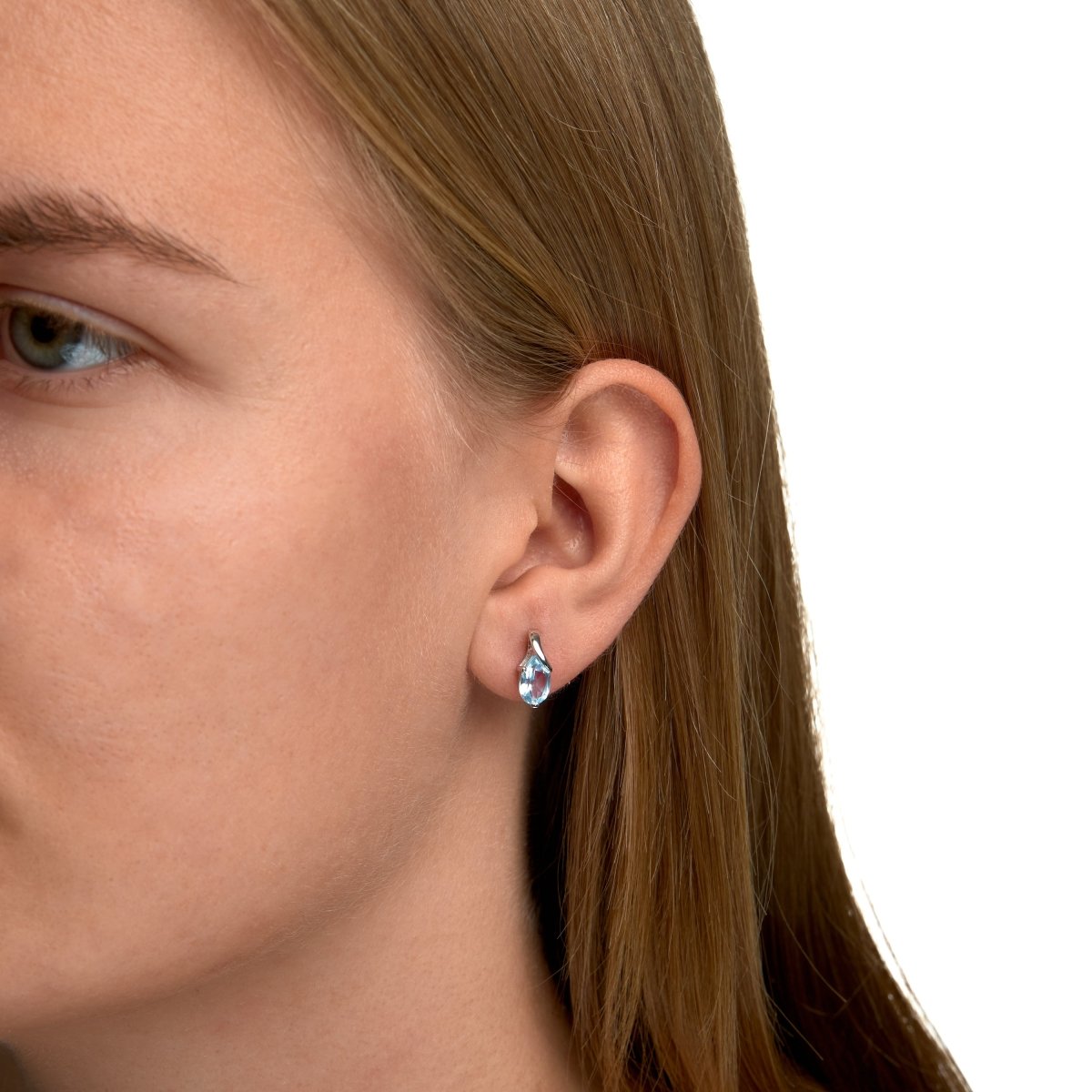 Ohrringe Silber 925 rhodiniert mit Blautopas (beh.) 8x5mm - Avrum