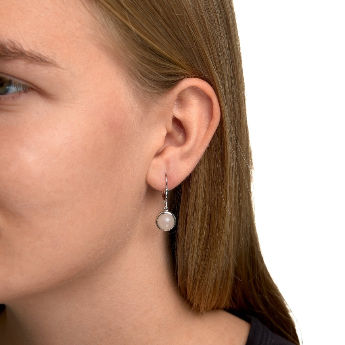 Ohrringe Silber 925 mitechtem Rosenquarz - Avrum