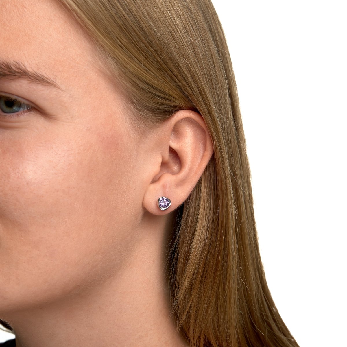 Ohrringe Silber 925 rhodiniert mit echtem Amethyst - Avrum