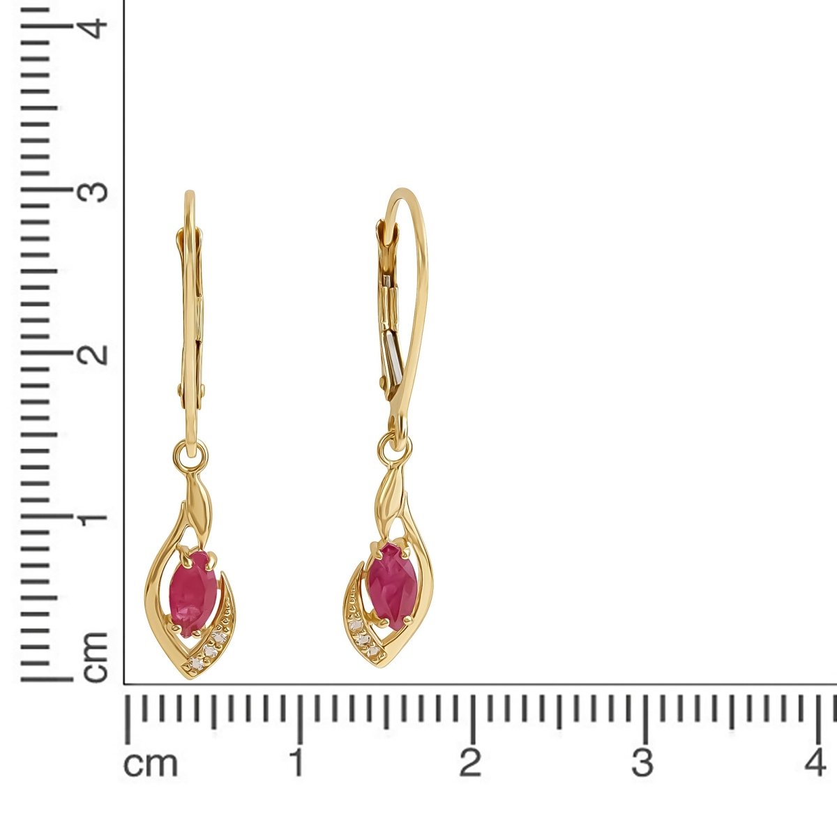Ohrhänger 375 Gelbgold mit Rubin und Weißtopas - Avrum