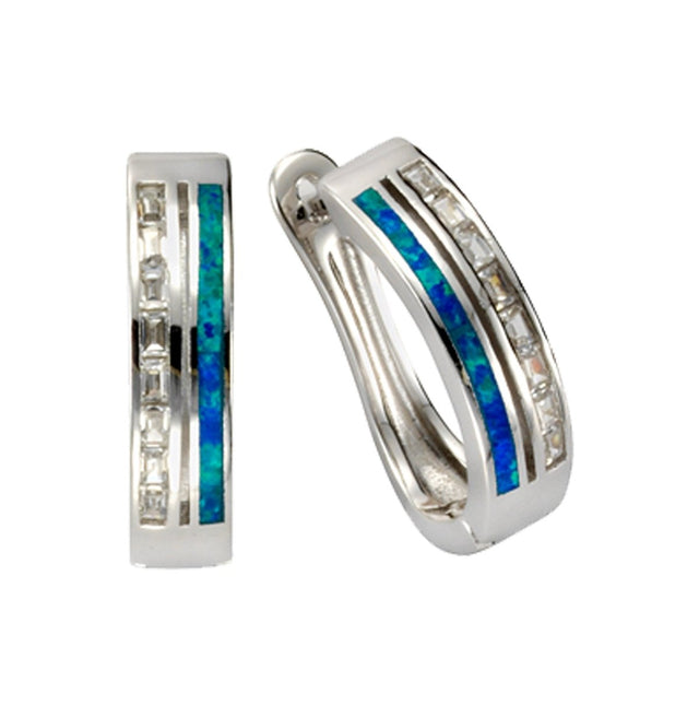 Creolen 925 Sterling Silber Opal & Zirkonia - Avrum