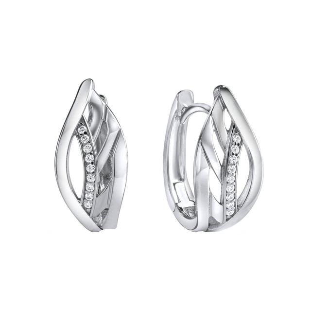 Klappcreolen 925 - Sterling Silber rhodiniert Zirkonia - Avrum