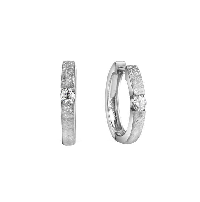 Klappcreolen 925 - Sterling Silber rhodiniert Zirkonia - Avrum