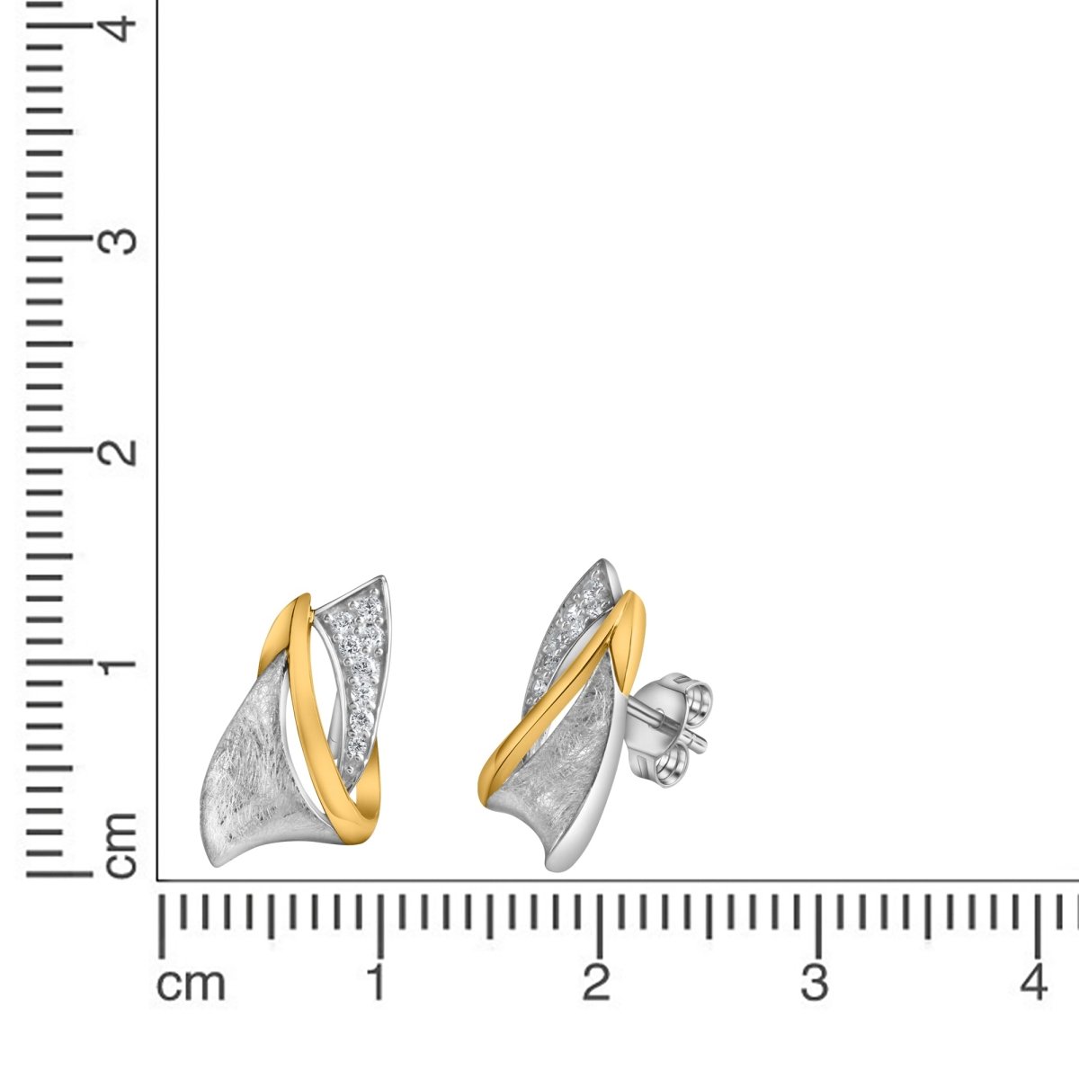 Ohrstecker 925 - Sterling Silber rhodiniert teilweise vergoldet mit Zirkonia - Avrum