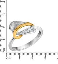 Ring 925 - Sterling Silber rhodiniert teilweise vergoldet mit Zirkonia - Avrum
