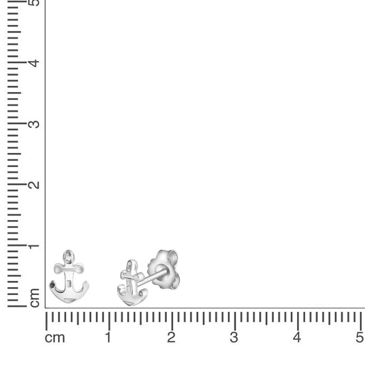 Ohrstecker 925 - Sterling Silber rhodiniert Anker Lack weiß - Avrum