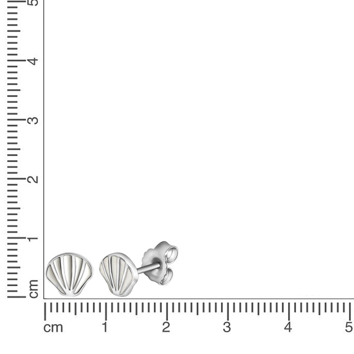 Ohrstecker 925 - Sterling Silber rhodiniert Muschel weißer Lack - Avrum