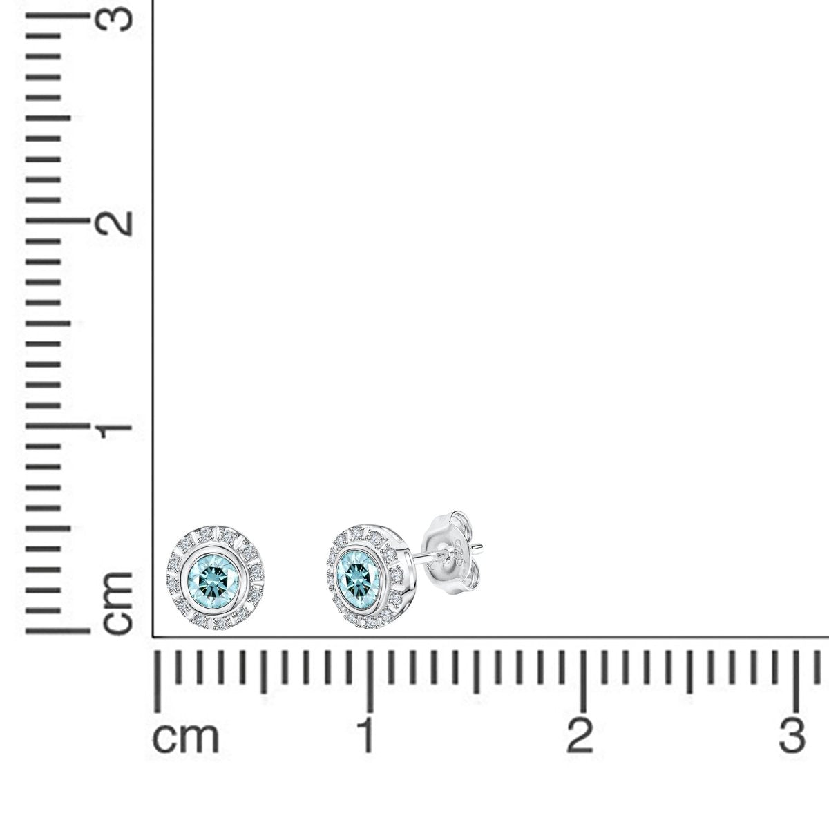 Ohrstecker 925 - Sterling Silber rhodiniert Weißtopas und Blautopas - Avrum