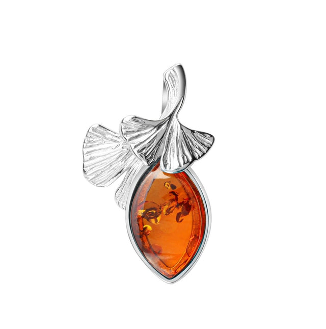Anhänger 925 Sterling Silber rhodiniert Bernstein - Avrum
