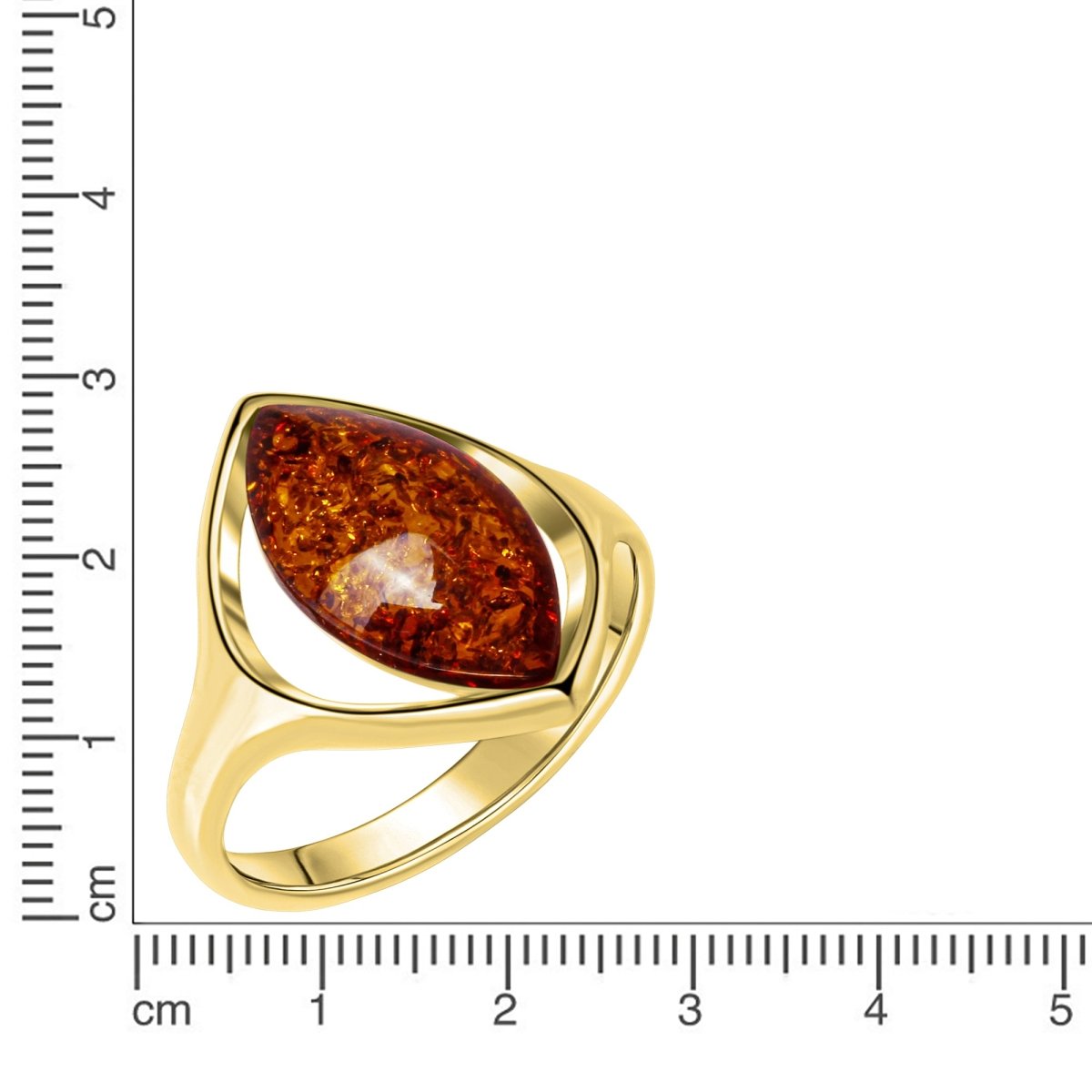 Ring 925 Sterling Silber vergoldet mit Bernstein - Avrum