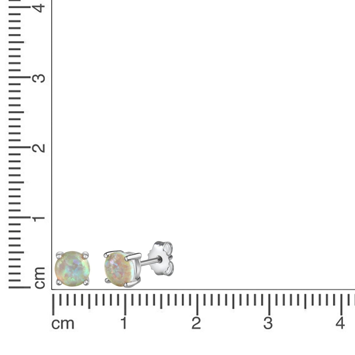 Ohrstecker 925 Sterling Silber rhodiniert Opal weiß - Avrum