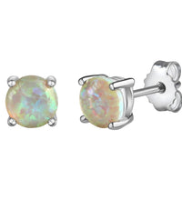 Ohrstecker 925 Sterling Silber rhodiniert Opal weiß - Avrum