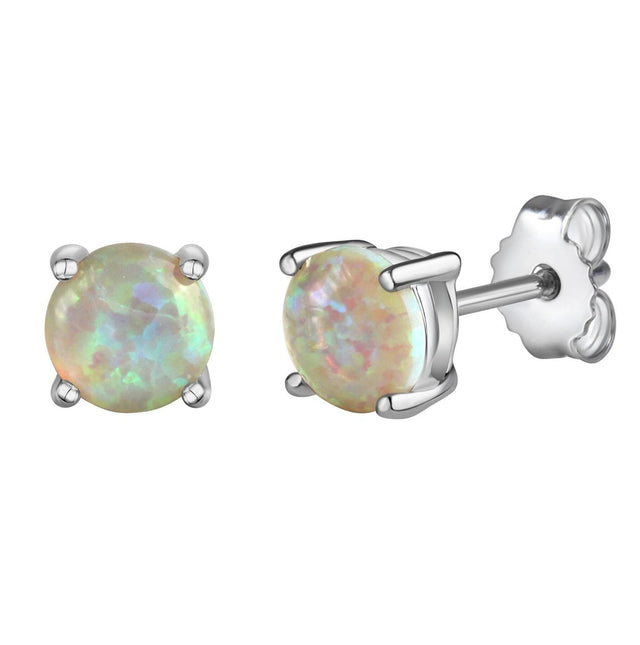 Ohrstecker 925 Sterling Silber rhodiniert Opal weiß - Avrum