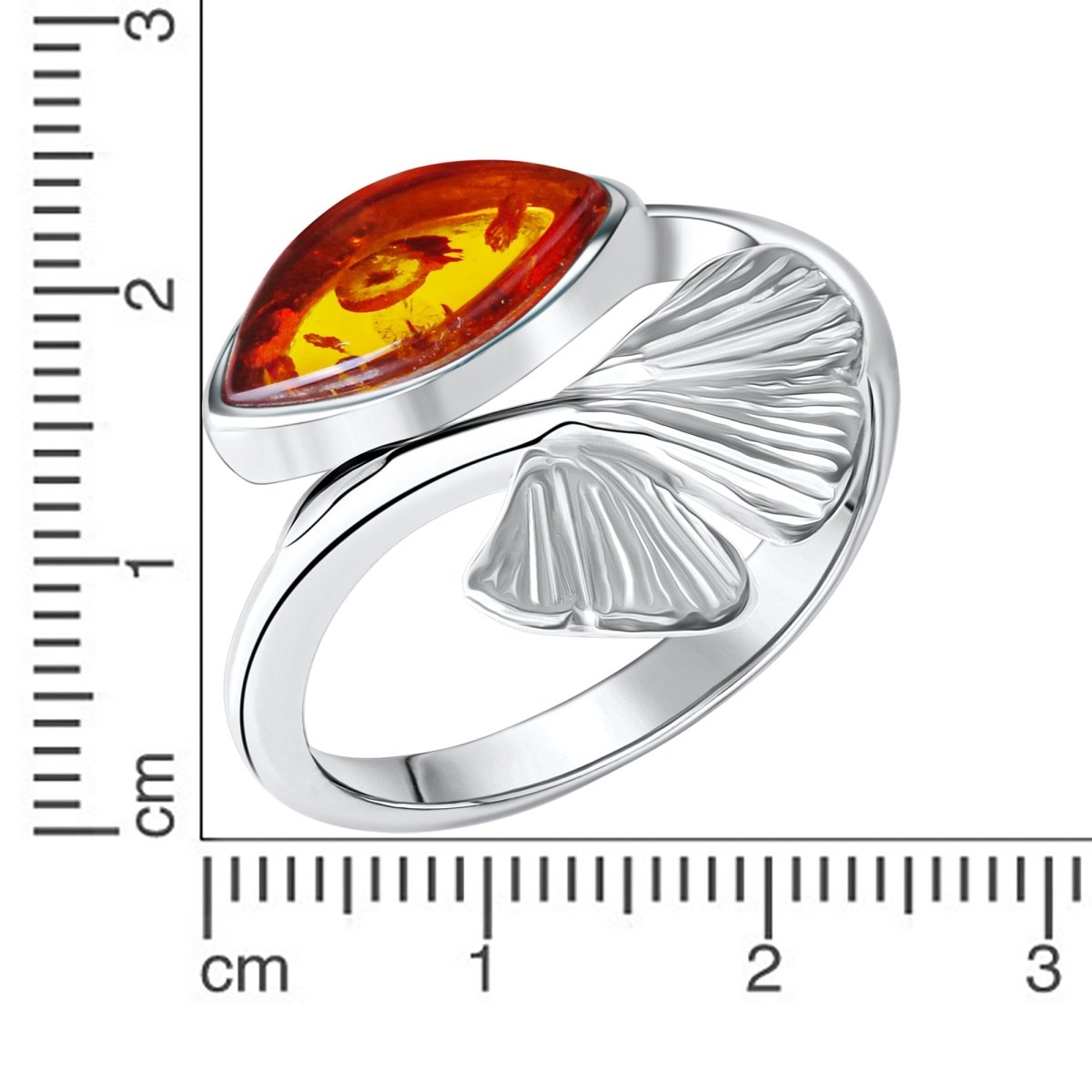 Ring 925 Sterling Silber rhodiniert Bernstein - Avrum