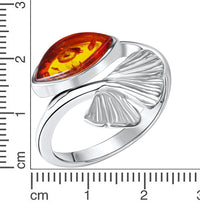 Ring 925 Sterling Silber rhodiniert Bernstein - Avrum