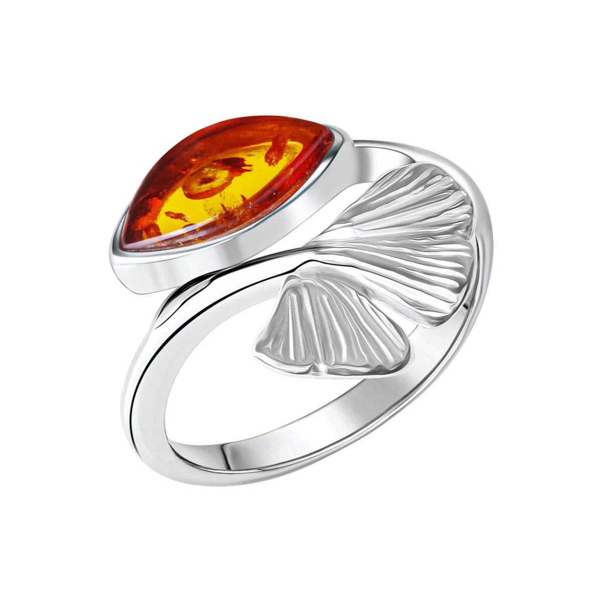 Ring 925 Sterling Silber rhodiniert Bernstein - Avrum