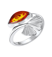 Ring 925 Sterling Silber rhodiniert Bernstein - Avrum