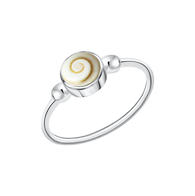 Ring 925 Silber weiß mit Muschel weiß - Avrum