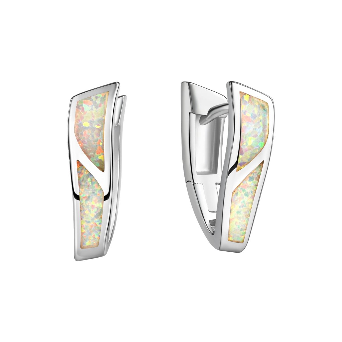 Klappcreolen 925 - Sterling Silber rhodiniert synth. Opal pink - Avrum