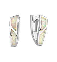 Klappcreolen 925 - Sterling Silber rhodiniert synth. Opal pink - Avrum