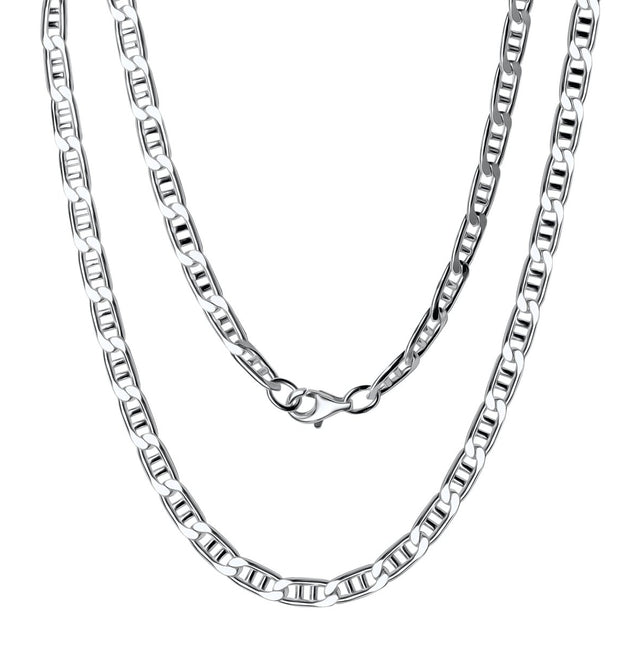 Collier 925 Sterling Silber weiß Doppel - Stegpanzerkette 50 cm - Avrum