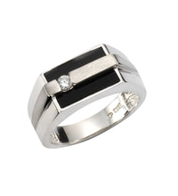 Ring 925 Sterling Silber rhodiniert mit Onyx und Zirkonia - Avrum