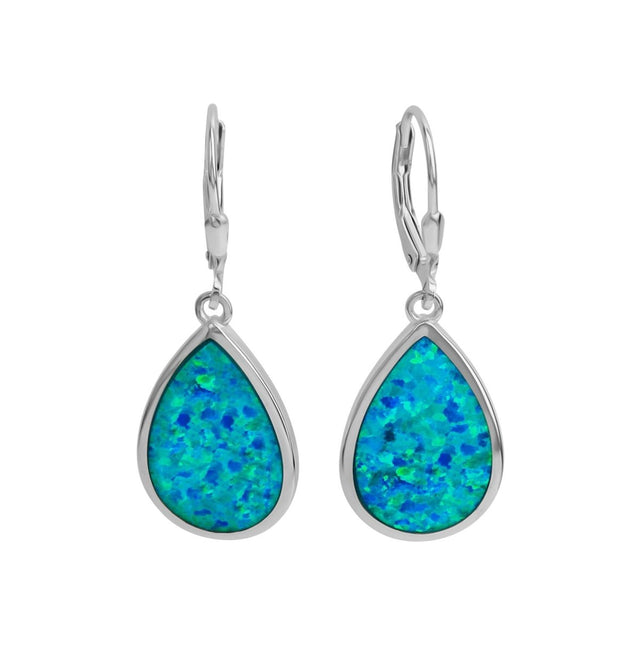 Ohrhänger 925 Sterling Silber synth. Opal blau - Avrum