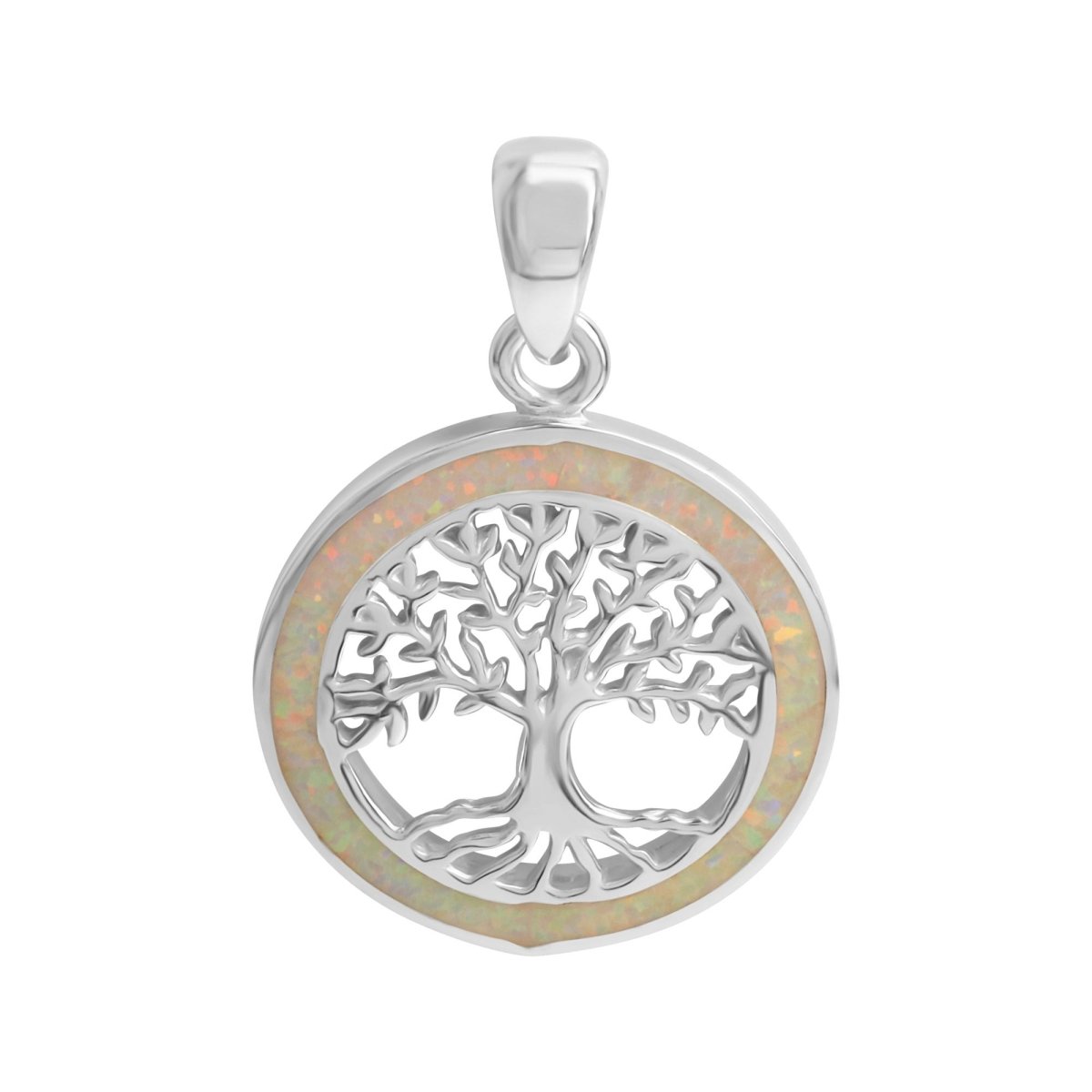 Anhänger 925 Sterling Silber rhodiniert synth. Opal weiß - Avrum