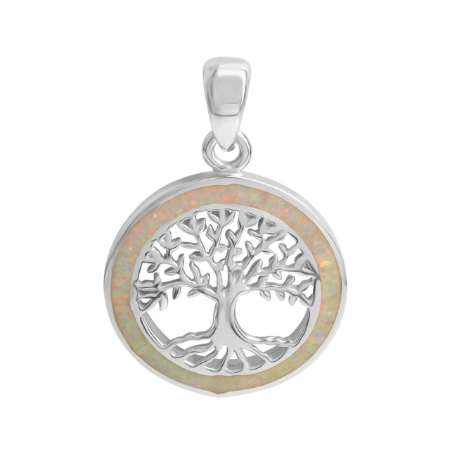 Anhänger 925 Sterling Silber rhodiniert synth. Opal weiß - Avrum