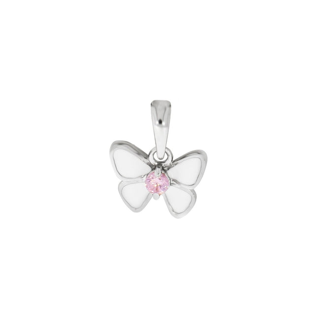 Anhänger 925 Sterling Silber rhodiniert Schmetterling Zirkonia pink - Avrum