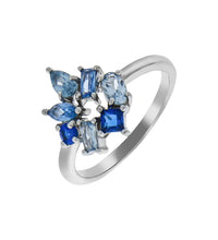 Ring 925 Sterling Silber rhodiniert synth.Steine blau - Avrum