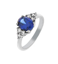 Ring 925 Sterling Silber rhodiniert Zirkonia weiß und blau - Avrum