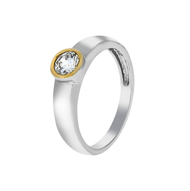 Ring 925 Sterling Silber rhodiniert teils vergoldet Zirkonia - Avrum