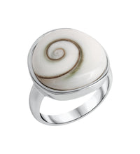 Ring 925 Sterling Silber rhodiniert mit Muschel weiß - Avrum