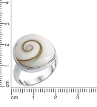 Ring 925 Sterling Silber rhodiniert mit Muschel weiß - Avrum