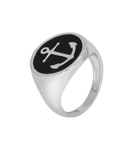 Ring 925 Sterling Silber rhodiniert Lack schwarz - Avrum