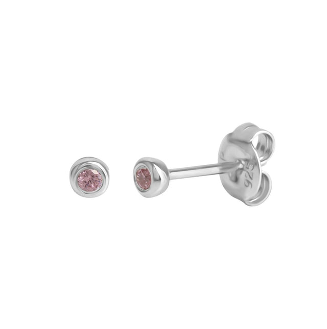 Ohrstecker 925 Sterling Silber rhodiniert Zirkonia pink - Avrum