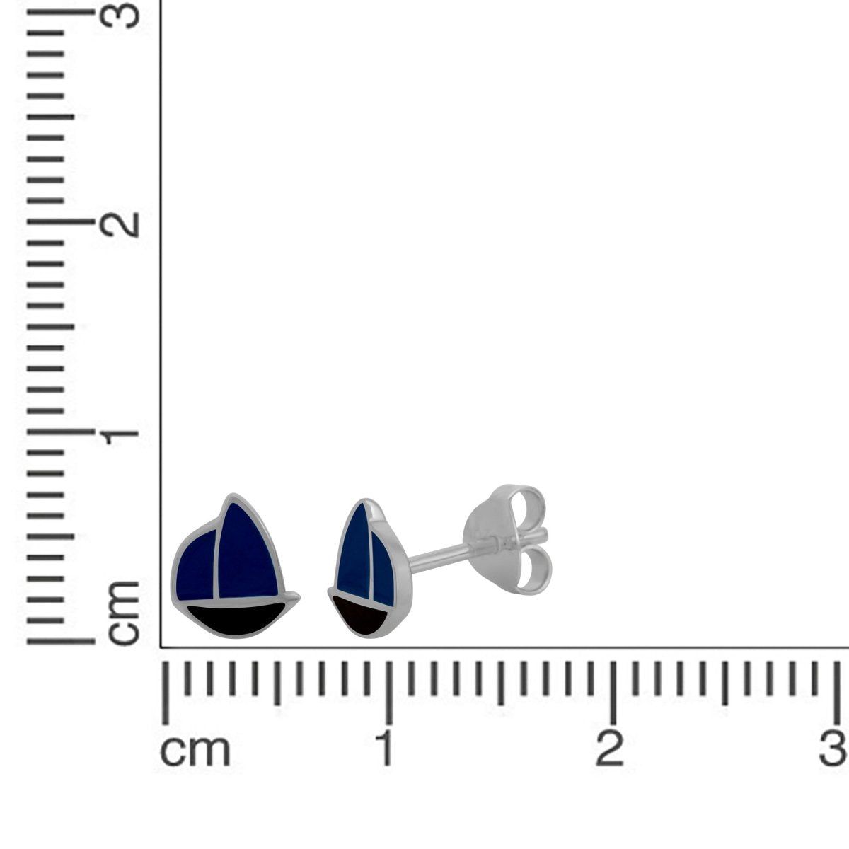 Ohrstecker 925 Sterling Silber rhodiniert Schiff Lack blau - Avrum