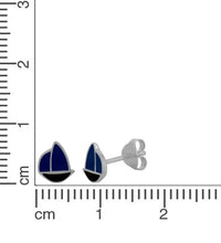 Ohrstecker 925 Sterling Silber rhodiniert Schiff Lack blau - Avrum