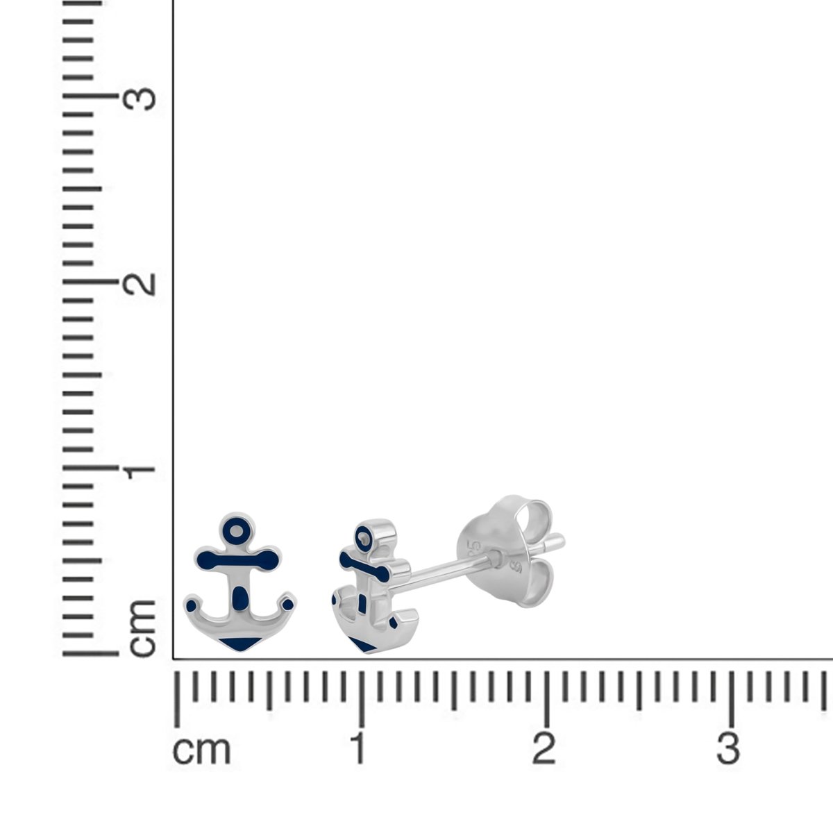 Ohrstecker 925 - Sterling Silber rhodiniert Anker Lack weiß - Avrum