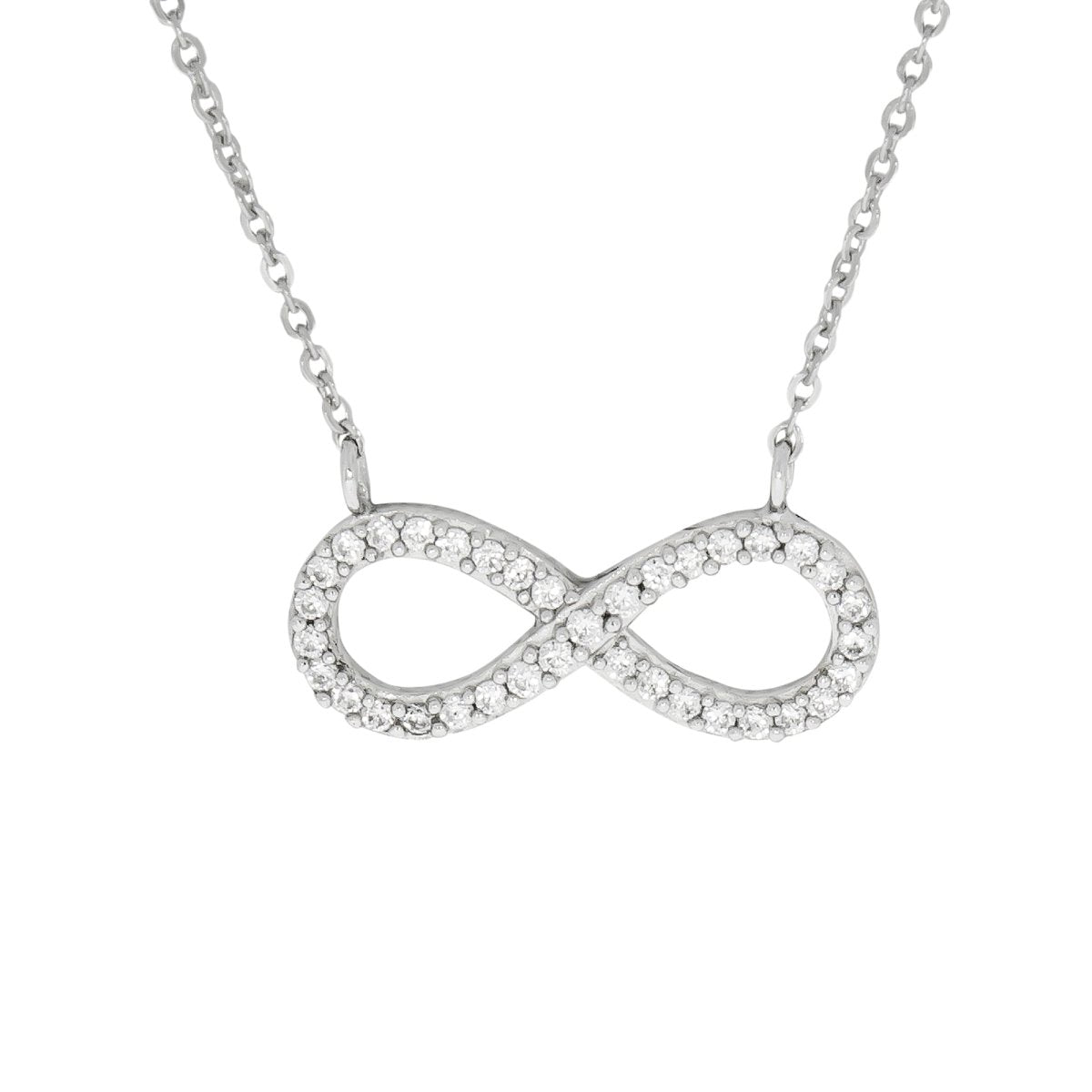 Collier 925 Sterling Silber rhodiniert Infinity mit Zirkonia - Avrum