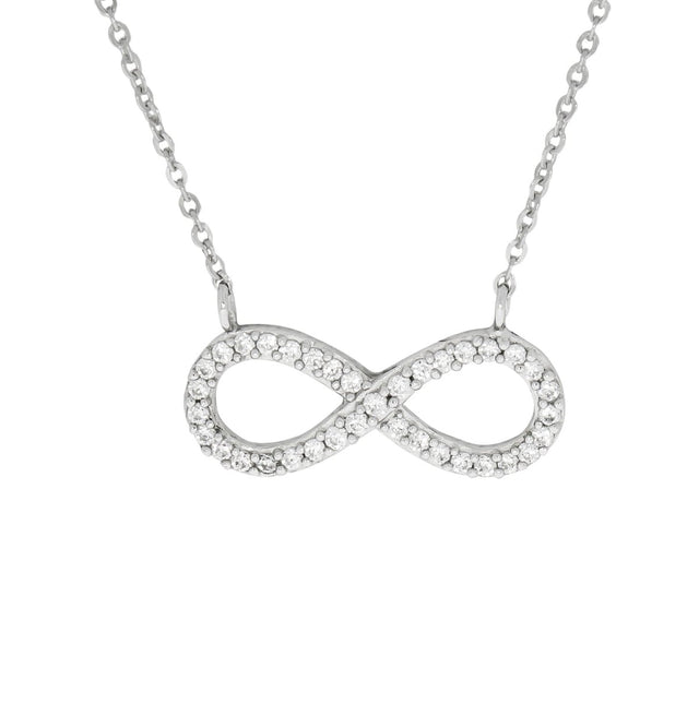 Collier 925 Sterling Silber rhodiniert Infinity mit Zirkonia - Avrum