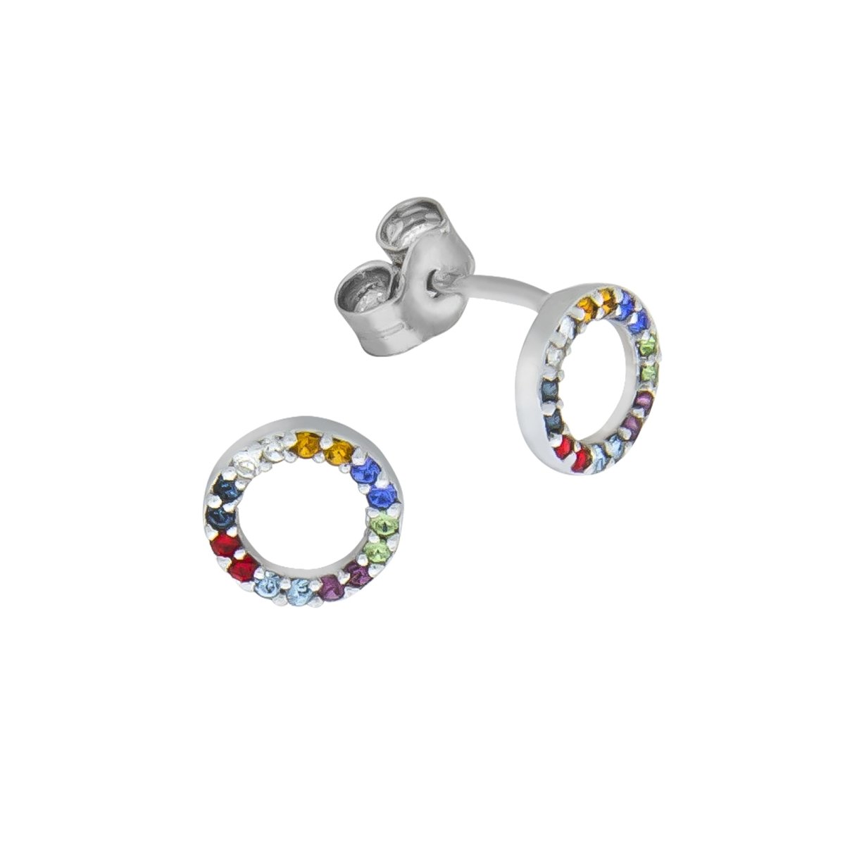 Ohrstecker 925 Sterling Silber rhodiniert Kristall bunt - Avrum