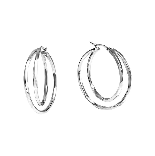 Creolen 925 Sterling Silber rhodiniert 2 - reihig - Avrum