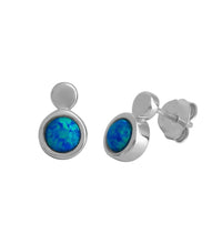 Ohrstecker 925 Sterling Silber rhodiniert imit. Opal blau - Avrum