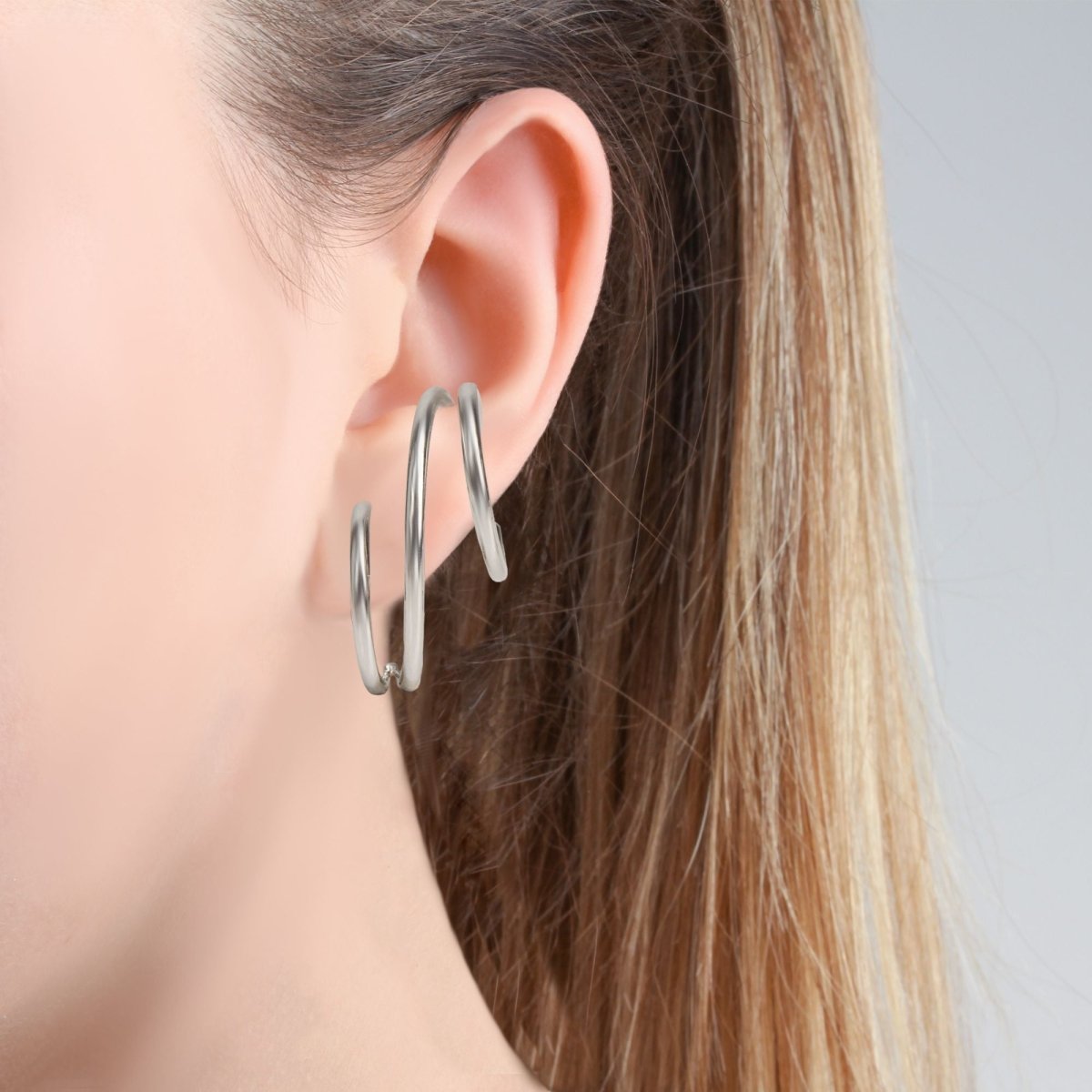 Ohrstecker 925 Sterling Silber rhodiniert 3 - reihig - Avrum